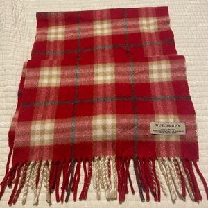 Burberry Red and Beige Cashmere Scarf